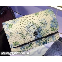 Good Quality Chanel WOC Flap Bag Original Snake Leather A33814 Blue