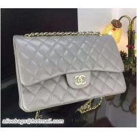 Generous Chanel Classic Flap Bag Original Cannage Patterns A1119 Grey Gold