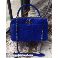 Good Product Chanel Tote Bag Snake Leather A92238 Royal