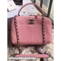 Leisure Chanel Tote Bag Snake Leather A92238 Pink