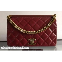 Crafted Chanel Classic Flap Bag Original Bright Leather A58090 Burgundy