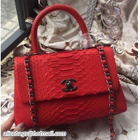 Best Price Chanel Classic Top Flap Bag Original Snake Leather A95169 Red