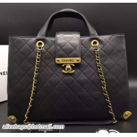 Shop Cheap Chanel Tote Shopper Bag Calfskin Leather A33570 Black