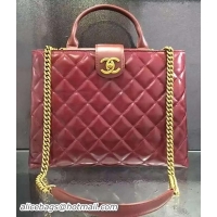 Low Cost Chanel Tote Shopper Bag Iridescent Leather A33569 Burgundy
