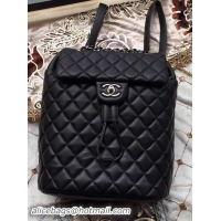 Shop Duplicate Chanel Sheepskin Leather Backpack A91121 Black