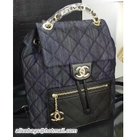 Grade Chanel Denim Fabric Backpack A7050 Black