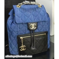 Original Cheap Chanel Denim Fabric Backpack A7050 Blue