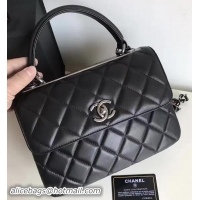 Shop Chanel Classic Top Flap Bag Black Original Sheepskin Leather A92236 Silver