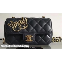 Luxury Discount Chanel mini Classic Flap Bag Original Sheepskin A1116E Black