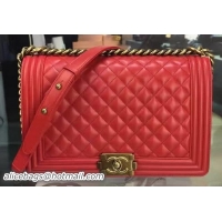Perfect Boy Chanel Flap Bag Red Original Sheepskin Leather A67088 Gold