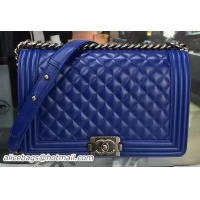 Classic Specials Boy Chanel Flap Bag Blue Original Sheepskin Leather A67088 Silver