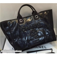 Low Price Chanel Waxy Leather Deauville Tote Medium Bag 7032409 Black
