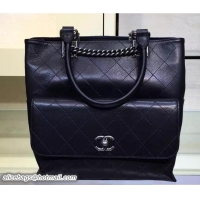 Popular Chanel Calfskin Chain Shoulder Tote Backpack Bag 7032502 Black