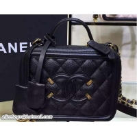 Most Popular Chanel CC Filigree Grained Lambskin Vanity Case Mini Bag 7032506 Black