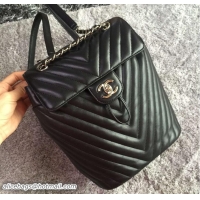 Unique Discount Chanel Chevron Calfskin Small Backpack Bag A91121 Black