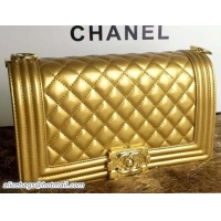 Most Popular Chanel Medium Patent Leather Boy Flap Shoulder Bag 7032712 Gold