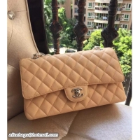 Traditional Discount Chanel 2.55 Classic Series Flap Bag A1112 in caviar Leather apricot with silver Hardware