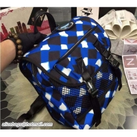Fashion Chanel Printed Nylon and Mesh Backpack Bag A93326 Blue/White