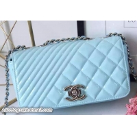 Discount Chanel Patent Leather Flap Shoulder Camera Bag 7032918 Sky Blue