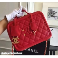 Purchase Chanel CC Filigree Grained Lambskin Vanity Case Bag A93343 Red