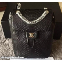 Good Quality Chanel Python Backpack A91123 Black