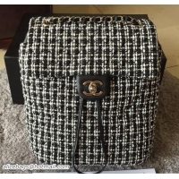 Hot Style Chanel Tweed and Lambskin Backpack A91121 Black/White