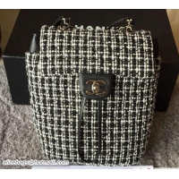 Trendy Design Chanel Tweed and Lambskin Backpack A91121 Black/White