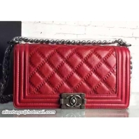 Cheap Chanel Boy Quilted Flap Shoulder Medium Bag 7040311 Red