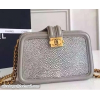 Best Product Chanel Pearl Leather Vanity Case Bag 7040318 Gray
