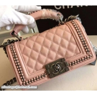 Ladies Chanel Chain Top Handle Boy Flap Small Bag A94804 Nude Pink