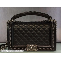 Discount Chanel Chain Top Handle Boy Flap Bag A94804 Black