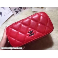 Good Quality Chanel Lambskin Cosmetic Pouch Watch Case Bag A80920 Red