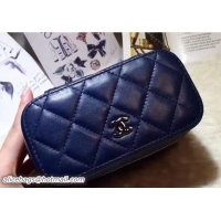 Good Product Chanel Lambskin Cosmetic Pouch Watch Case Bag A80920 Navy Blue