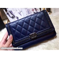 Cheap Chanel Calfskin Chain Boy Wallet On Chain WOC Bag A83222 Blue