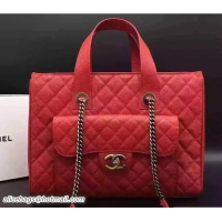 Original Cheap Chanel Quilted Grained Calfskin Large Shopping Bag A98557 Red