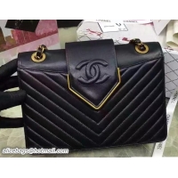 Famous Brand Chanel Sheepskin Chevron Mini Flap Bag A93418 Black