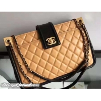 Traditional Specials Chanel Quilted Calfskin Small Shopping Bag A90672 Apricot