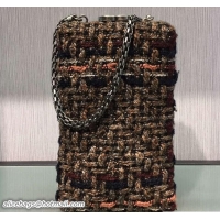Luxury Chanel Lambskin/Ruthenium Metal Kiss-Lock Cosmetic Shoulder Small Bag A93455 Tweed Multicolor
