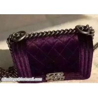 Best Price Chanel Velvet Mini Boy Flap Shoulder Bag 7041203 Purple