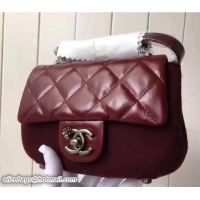 Best Price Chanel Leather and Felt Salzburg Flap Bag 7041201 Burgundy