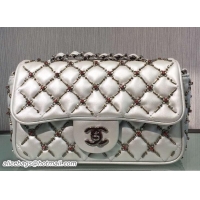 Cheap Chanel Embroidered Small Classic Flap Bag A69900 Silver Fall Winter