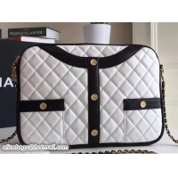 Refined Chanel Lambskin Girl Chanel Chain Clutch Bag A91386 White