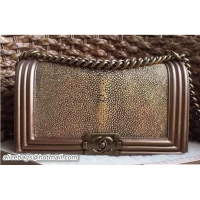 Perfect Style Chanel Pearl Leather Le Boy Flap Shoulder Medium Bag 7041709 Gold