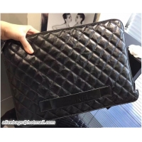 1:1 aaaaa Chanel Metallic Crumpled Lambskin Pouch Clutch Bag A82500 Black