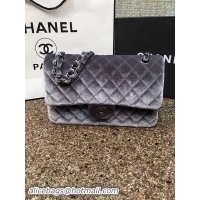 Big Discount Chanel 2.55 Series Flap Bags Original Grey Velvet Leather A1112 Silver