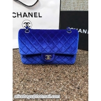 Famous Brand Chanel 2.55 Series Flap Bags Original Blue Velvet Leather A1112 Silver