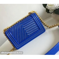 Cheaps Chanel Interlaced Chain Chevron Boy Flap Shoulder Small Bag 7042406 Blue