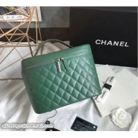 Fashion Luxury Chanel Grained Calfskin Vanity Case Pouch Bag A80913 Green