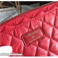 Sumptuous Chanel Grained Calfskin Vanity Case Pouch Bag A80913 Red