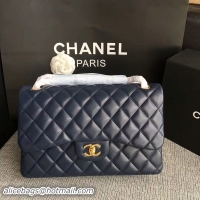 Cheap Price Chanel Flap Shoulder Bags Dark Blue Original Lambskin Leather CF1113 Glod